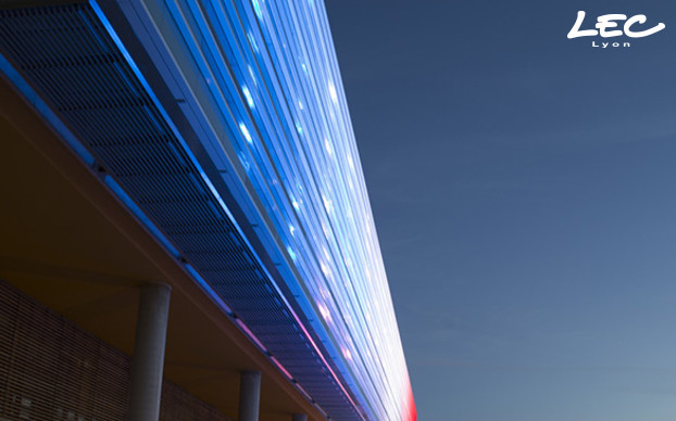 <p>Each light bar is 1-meter long and has an 8-meters length distance in between.<br />
270 Watts are used to up-light the whole front building in red, green or blue. The RGB linears are controlled with an AUTODMX control system (ARAPDMX512).</p>
