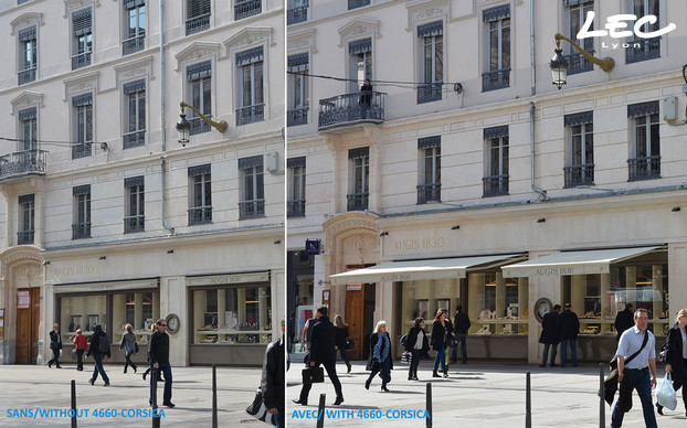 <p>Integration of the 4660-Corsica projectors within their environment:</p>

<ul>
	<li>Left picture: WITHOUT the projectors</li>
	<li>Right picture: WITH the projectors</li>
</ul>
