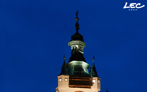 <p>Illumination of the church steeple using 4040 spotlights</p>

