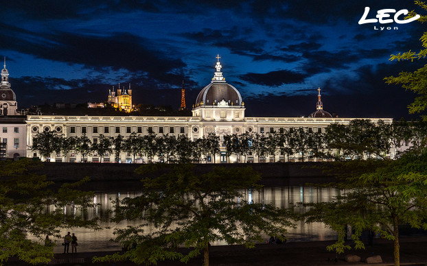 <p>In the background, the Basilica of Notre-Dame de Fourvière is also illuminated. Lyon genuinely deserves its name: “City of Lights”.</p>
