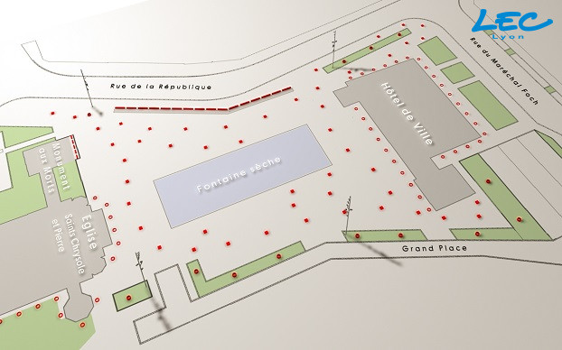 <p>Layout diagram of Pyramide recessed floor recessed Pyramide ref 2852H to light the Comines town hall </p>
