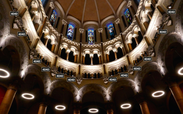 <p><strong>Luminy 4 - 4040</strong> spotlights are focussed downwards to light the Choir.<o:p></o:p></p>
